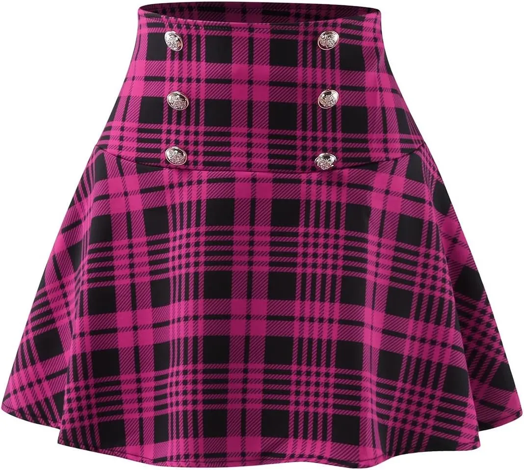 Mini Skirts for Women High Elastic Waist Trendy Fashion Plaid Casual Mini Skirts for Women Trendy Clothes