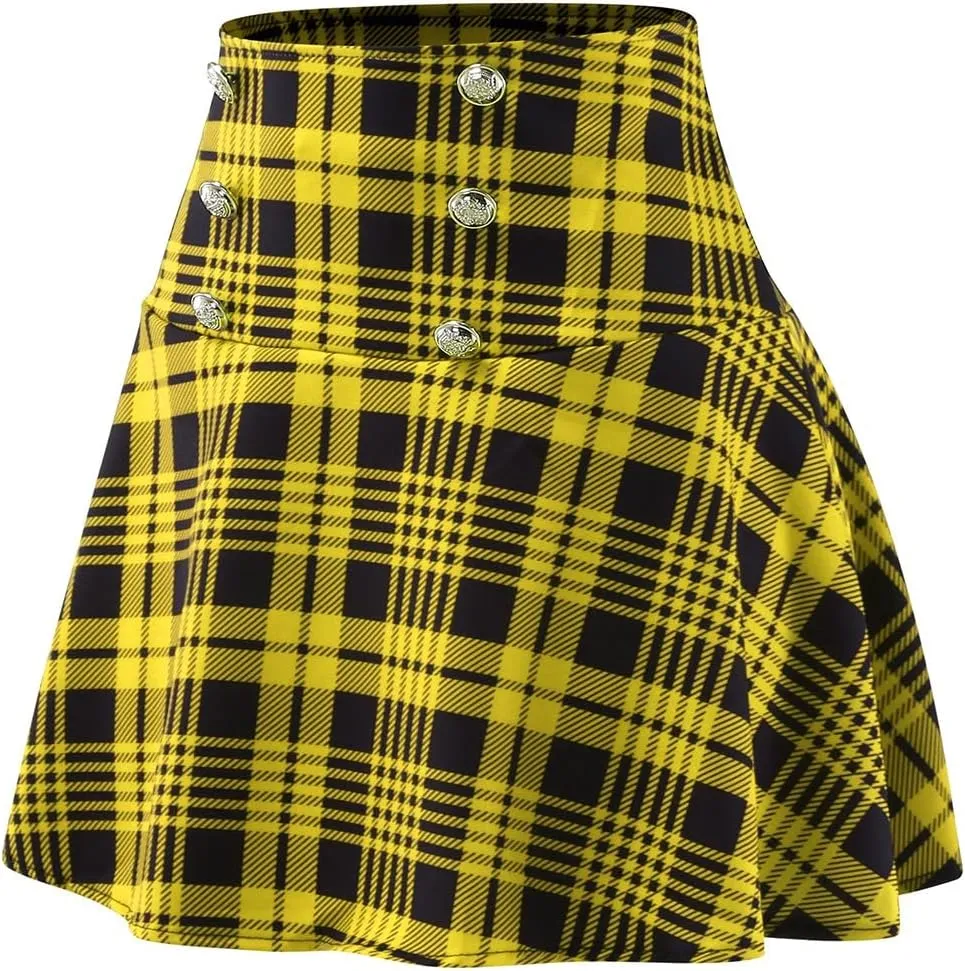 Mini Skirts for Women High Elastic Waist Trendy Fashion Plaid Casual Mini Skirts for Women Trendy Clothes