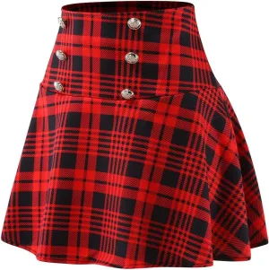 Mini Skirts for Women High Elastic Waist Trendy Fashion Plaid Casual Mini Skirts for Women Trendy Clothes