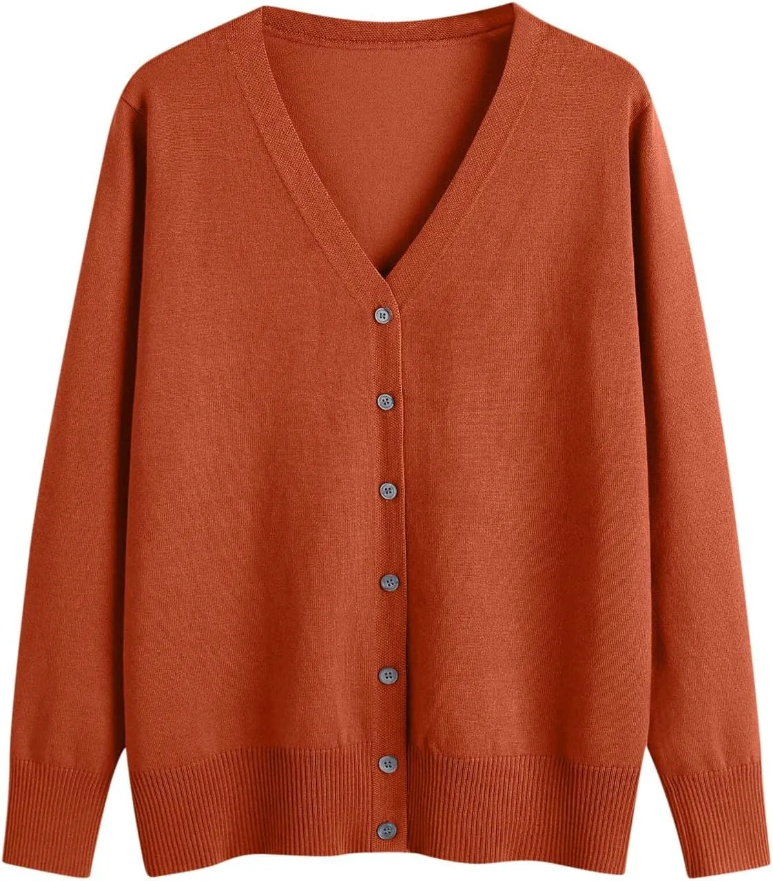 MRGIINRI Womens 2024 Fall Cardigan Sweaters Lightweight V-Neck Long Sleeve Open Front Button Up Knitted Cardigans Outerwear