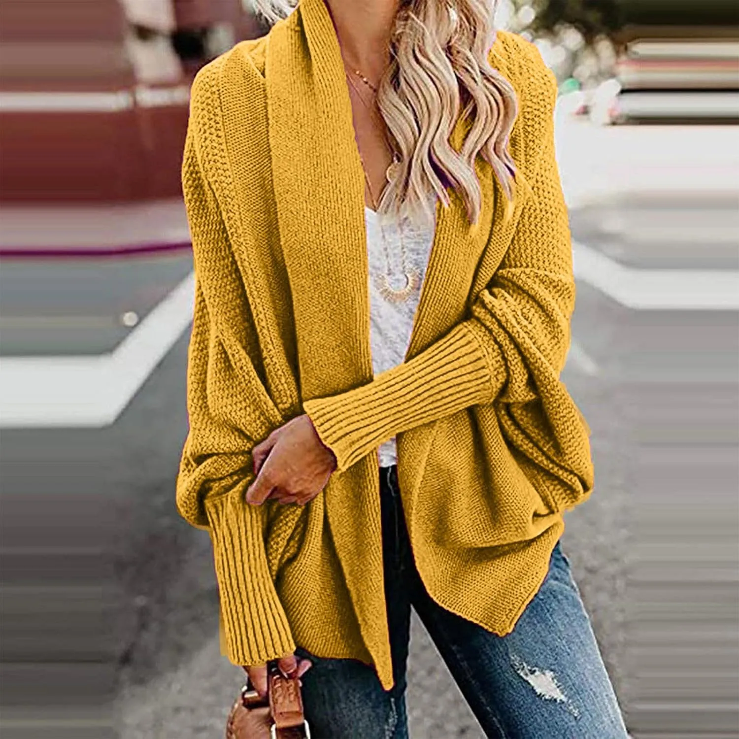 Oversized Cardigan Sweaters for Women 2023 Long Sleeve Open Front Cable Knit Outwear Coats Solid Color Slouchy Wrap Cardigans