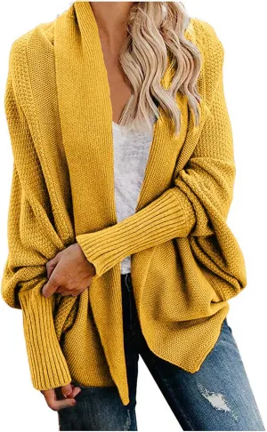Oversized Cardigan Sweaters for Women 2023 Long Sleeve Open Front Cable Knit Outwear Coats Solid Color Slouchy Wrap Cardigans