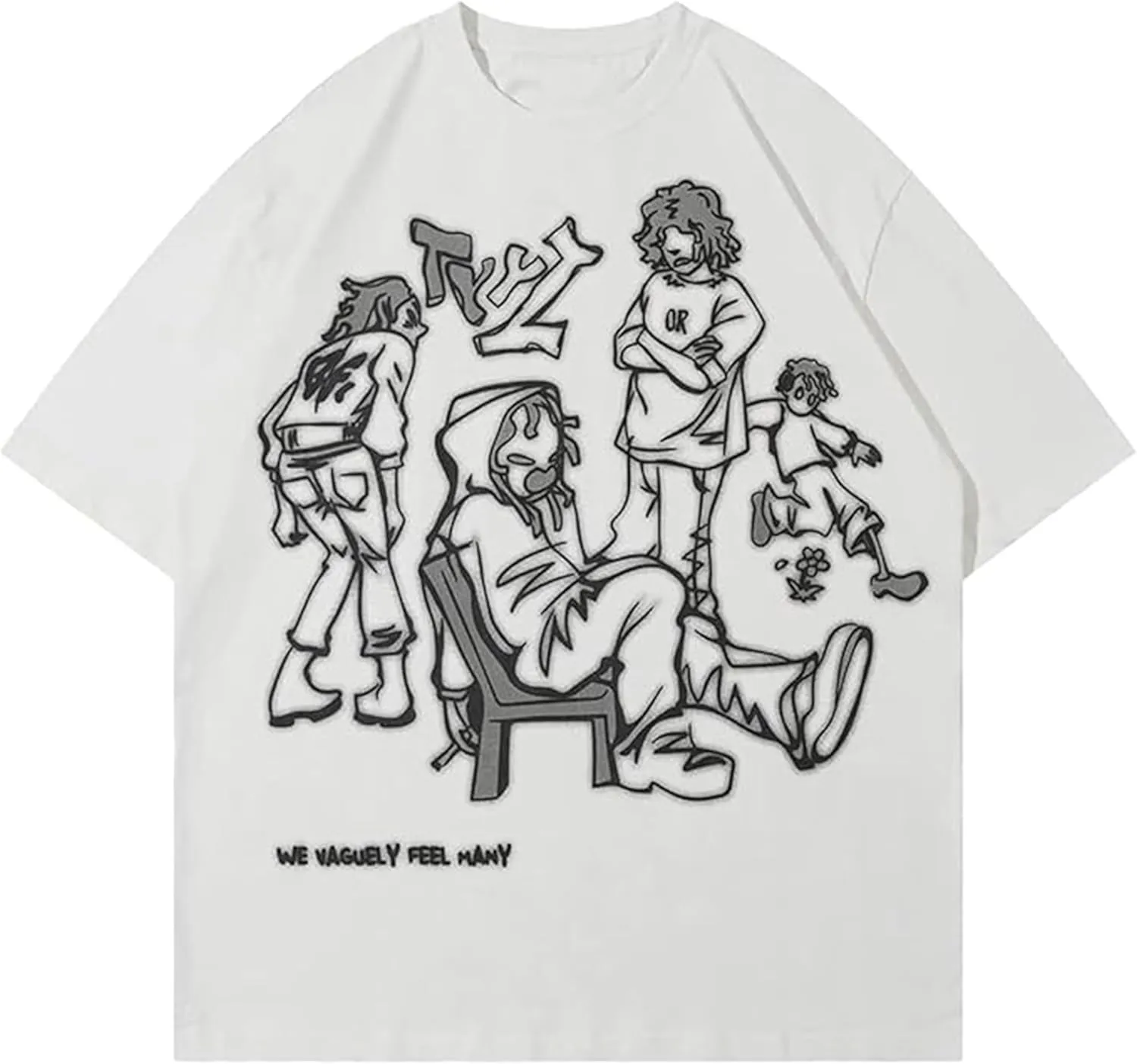 Oversized Graphic Tees Men Vintage Y2K Print Shirts Streetwear Unisex Harajuku T-Shirts