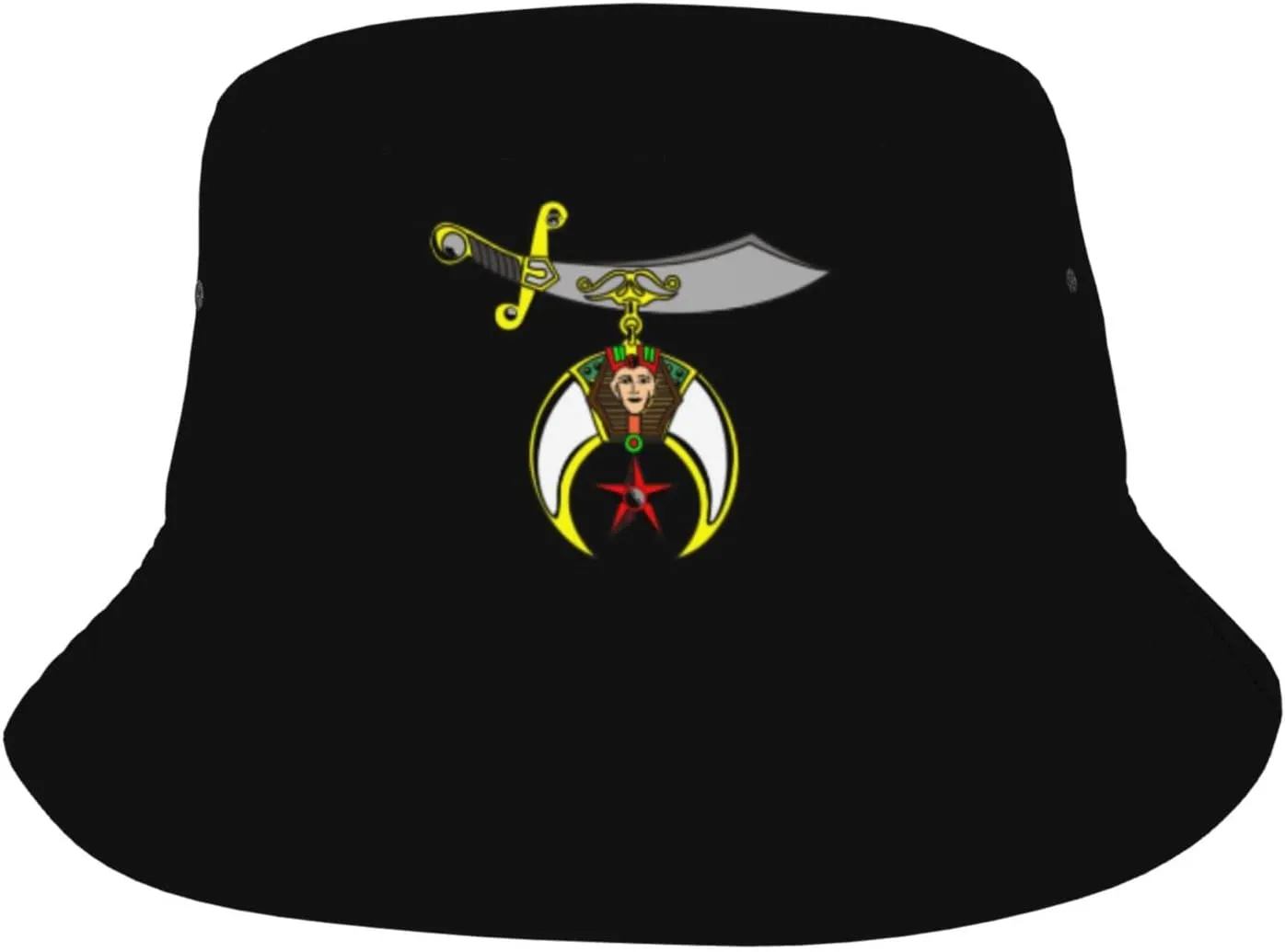 PAUPPY Masonic Shriner Funny Gifts Gifts Bucket Hat for Women Men Summer Sun Beach Fishing Cap Bucket Hats for Women Men Hat Black