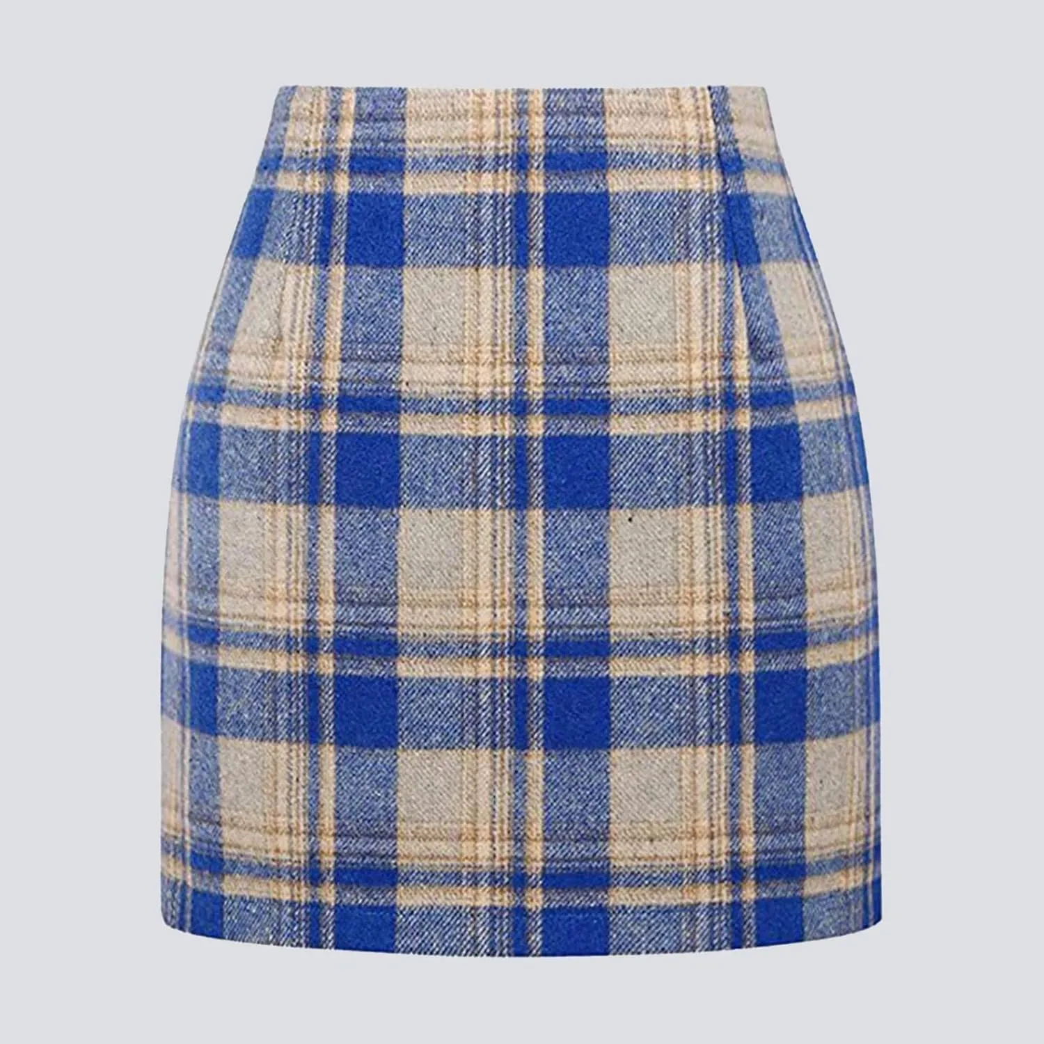Pencil Skirt for Women Tummy Control Office Business Formal Slim Fit Trendy Plaid Stretchy Short Pencil Skirt for Women