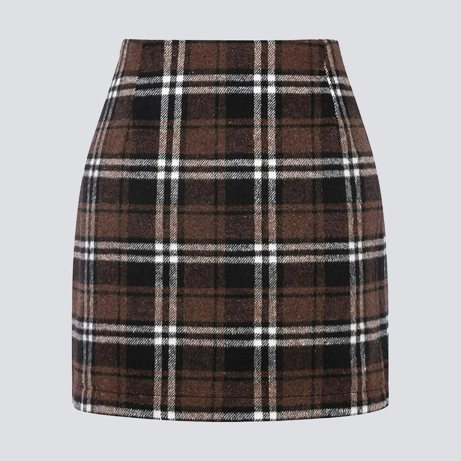 Pencil Skirt for Women Tummy Control Office Business Formal Slim Fit Trendy Plaid Stretchy Short Pencil Skirt for Women