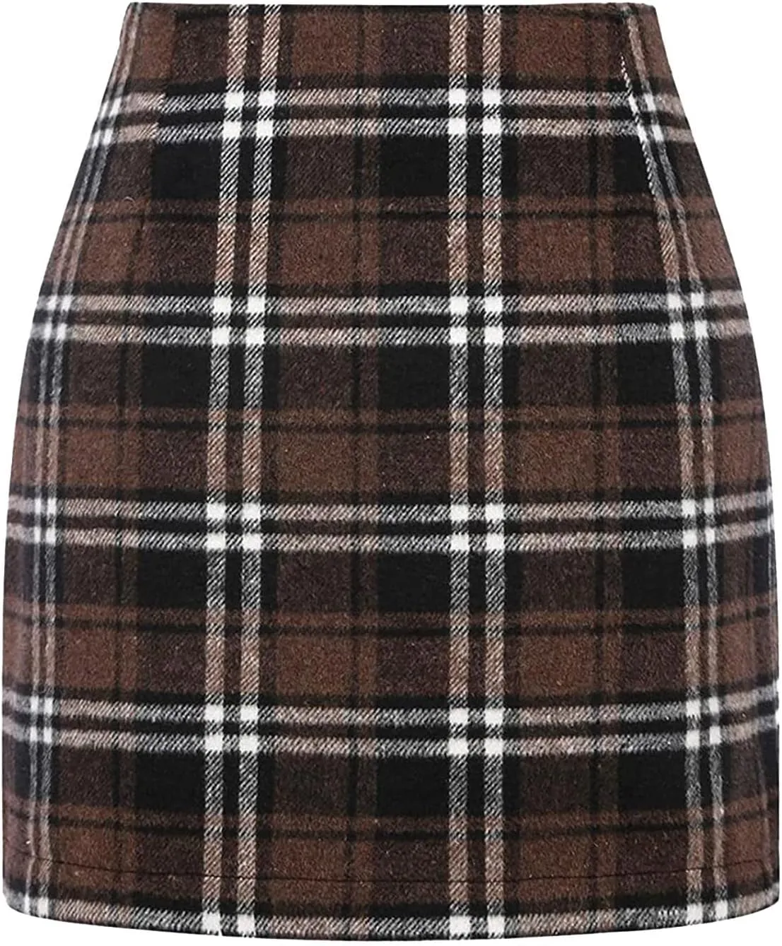 Pencil Skirt for Women Tummy Control Office Business Formal Slim Fit Trendy Plaid Stretchy Short Pencil Skirt for Women