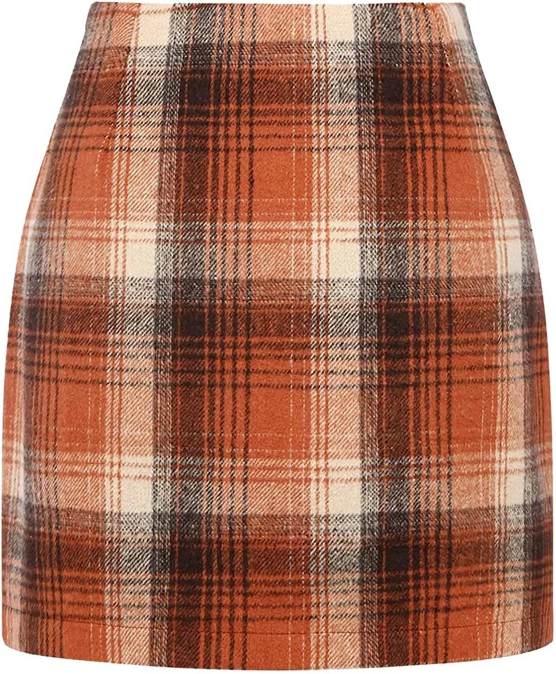 Pencil Skirt for Women Tummy Control Short Office Business Formal Slim Fit Trendy Plaid Stretchy Short Pencil Mini Skirt
