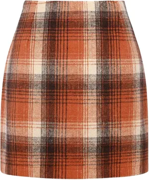 Pencil Skirt for Women Tummy Control Short Office Business Formal Slim Fit Trendy Plaid Stretchy Short Pencil Mini Skirt