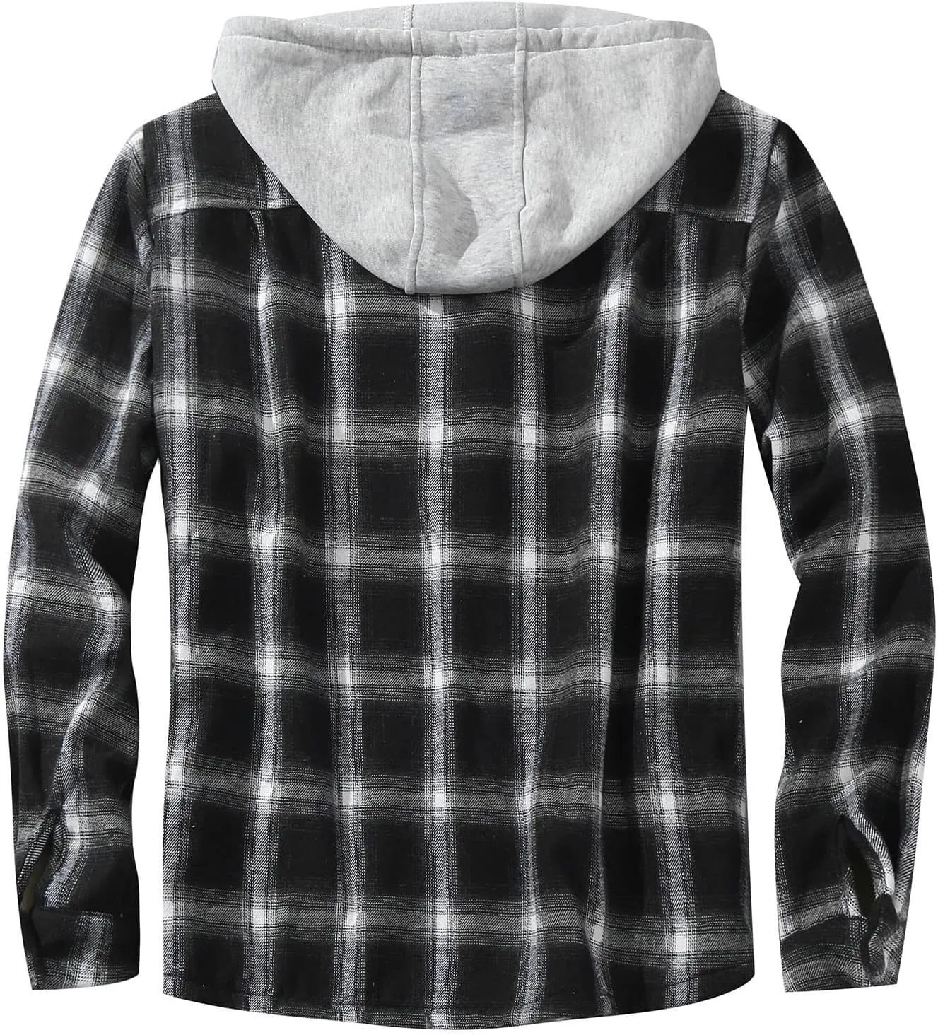 Plaid Hoodies Jackets for Men Relaxed Fit Zip Up Long Sleeve Fleece Lined Casual Plaid Jacket Color Block Stitching Warm