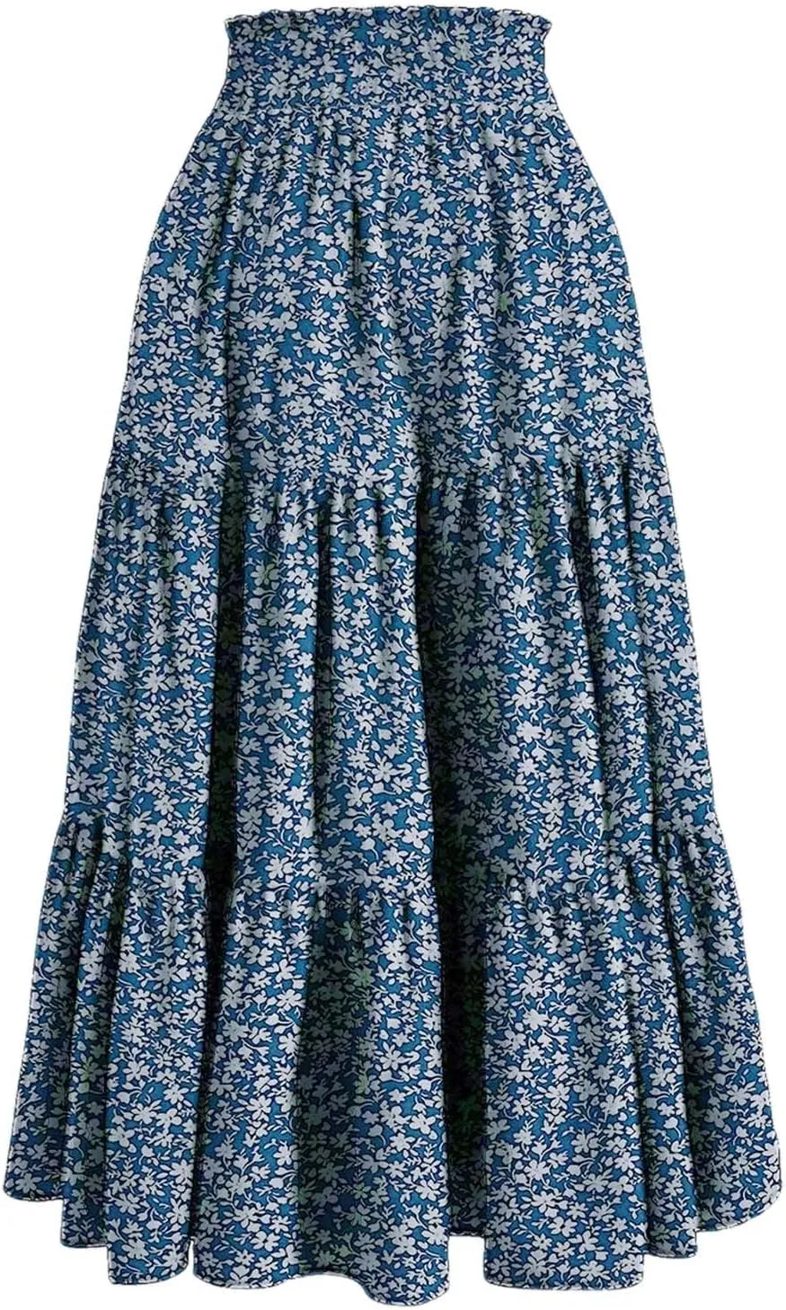 Pleated Skirts for Women Summer Vacation Casual High Elastic Waist Trendy Ruffles Tummy Control A-Line Flowy Midi Skirts