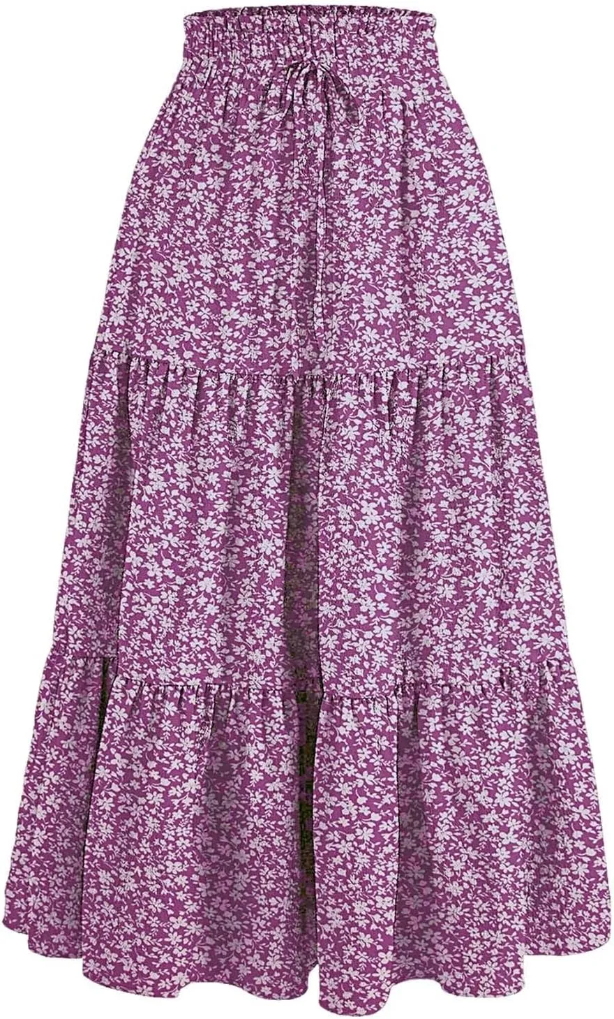 Pleated Skirts for Women Summer Vacation Casual High Elastic Waist Trendy Ruffles Tummy Control A-Line Flowy Midi Skirts