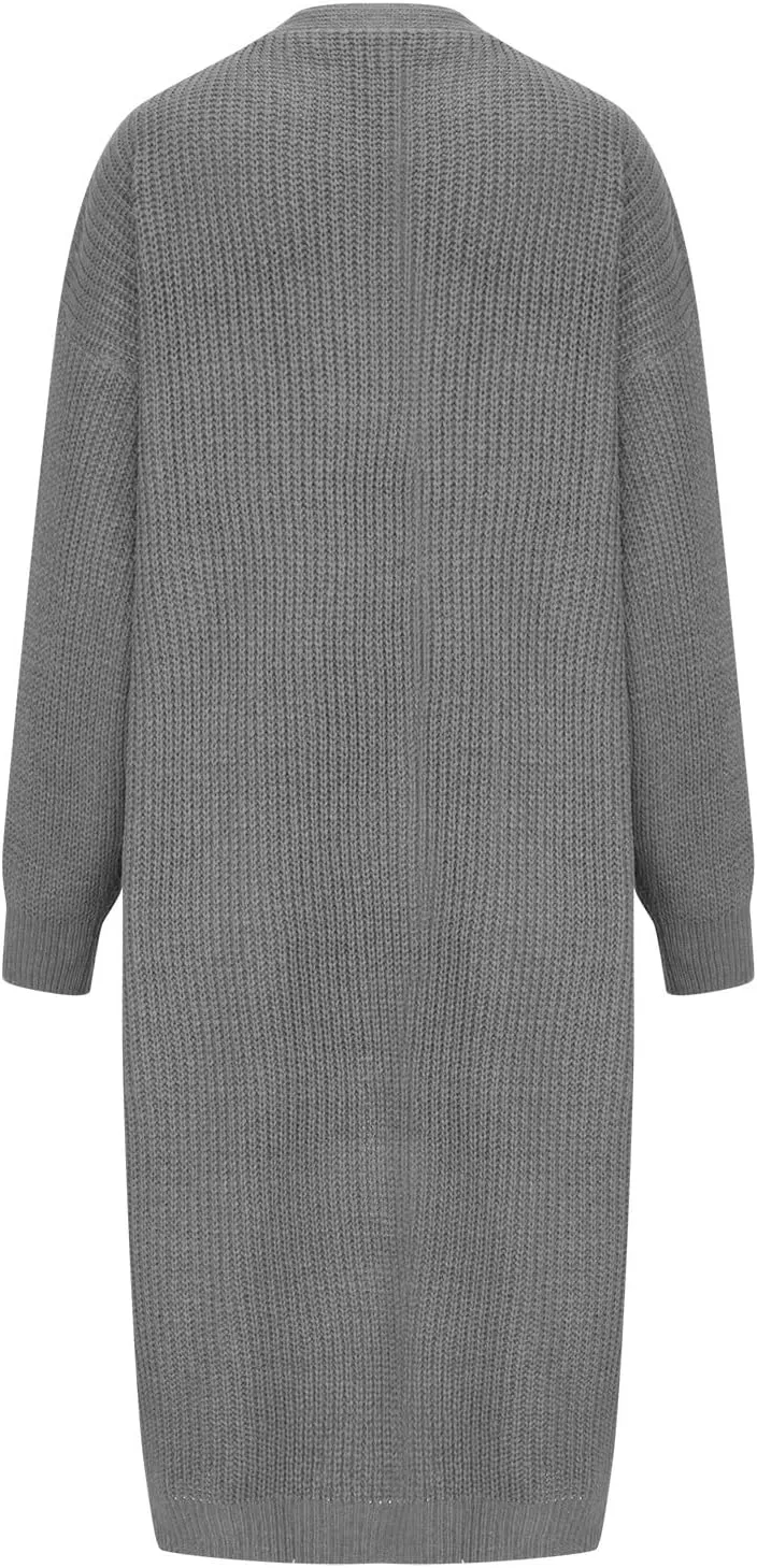 Plus Size Cardigan for Women Knit Lightweight Open Front Chunky Sweater Casual Long Sleeve Jacket Coat with Pockets