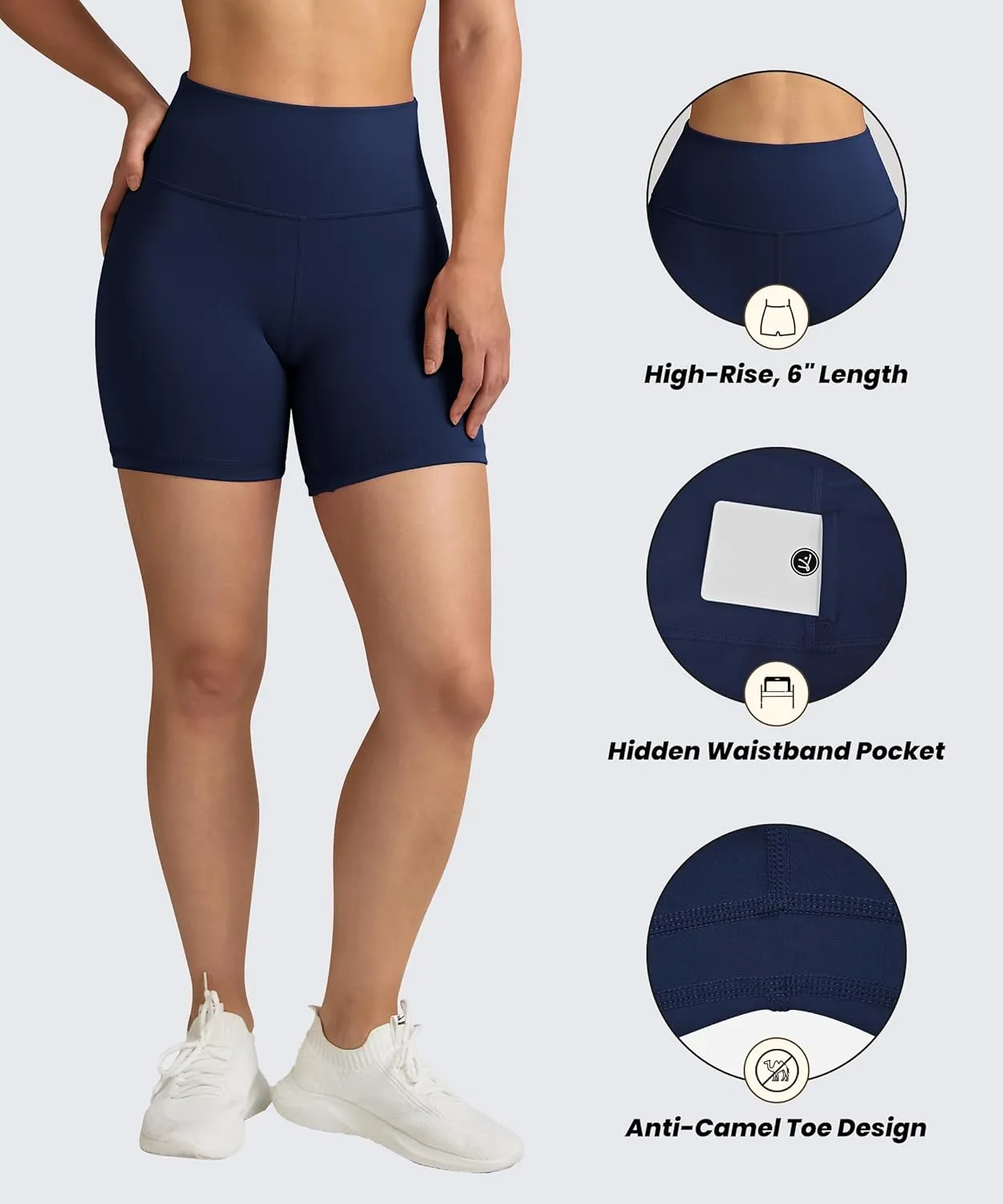 QUEENIEKE Workout Shorts Women, Butt Lifting Athletic Biker Shorts Cross Over High Waist Yoga Shorts
