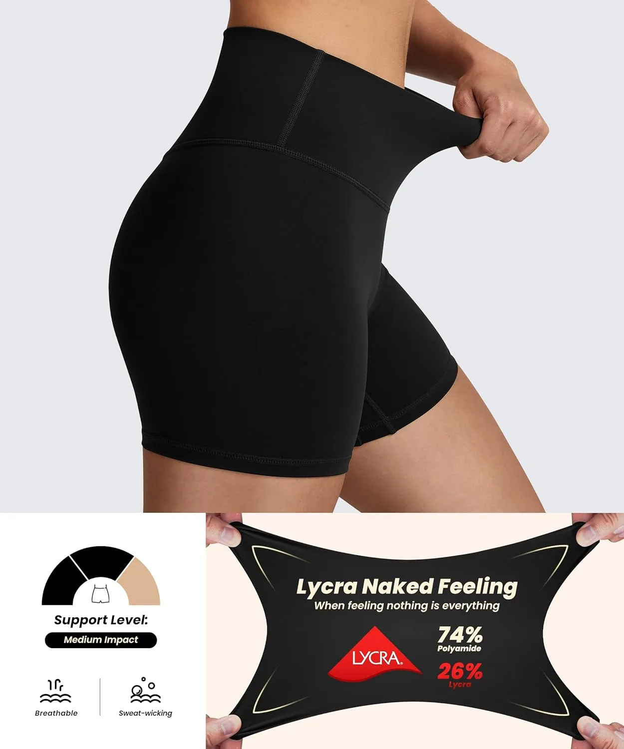 QUEENIEKE Workout Shorts Women, Butt Lifting Athletic Biker Shorts Cross Over High Waist Yoga Shorts