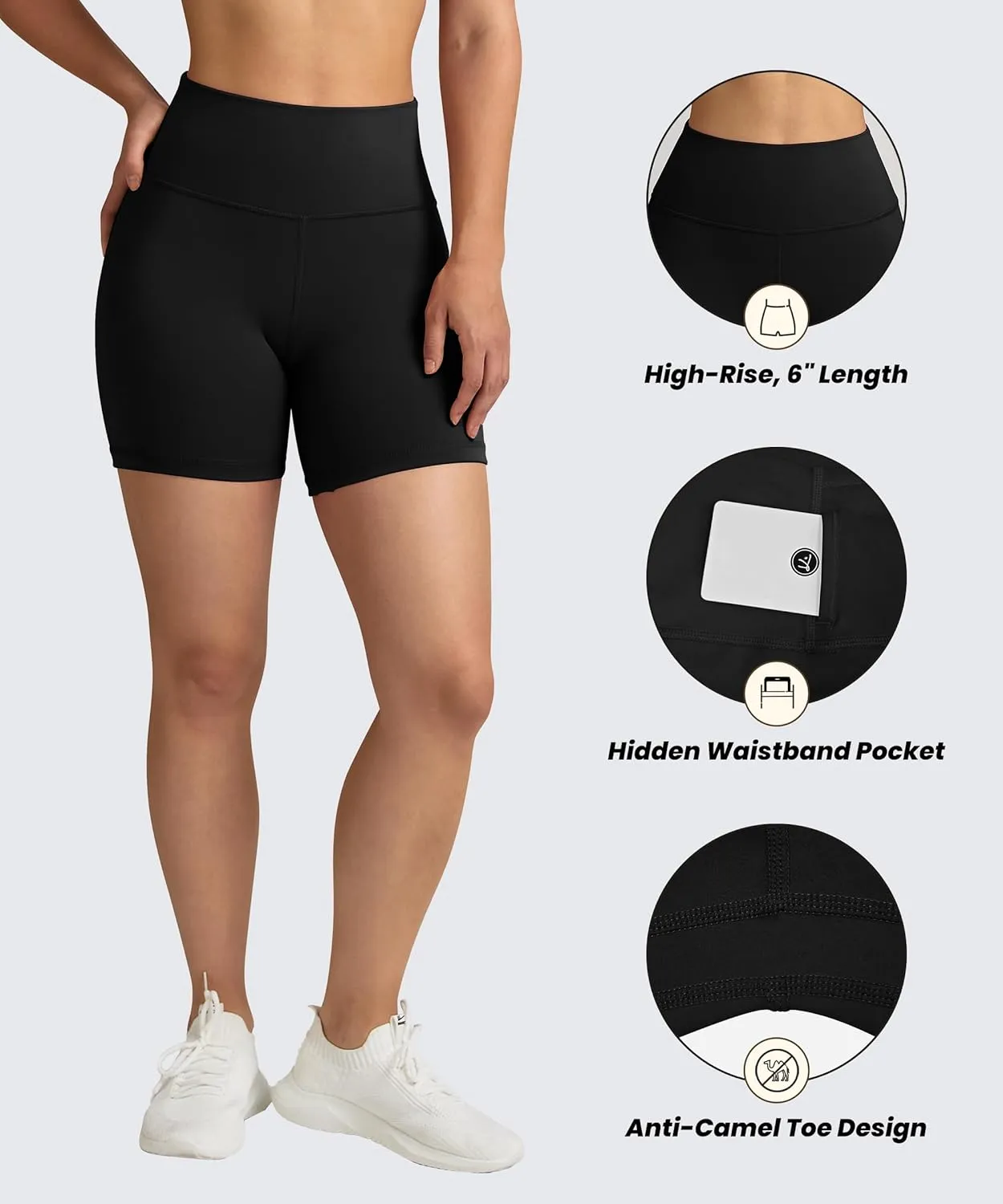 QUEENIEKE Workout Shorts Women, Butt Lifting Athletic Biker Shorts Cross Over High Waist Yoga Shorts