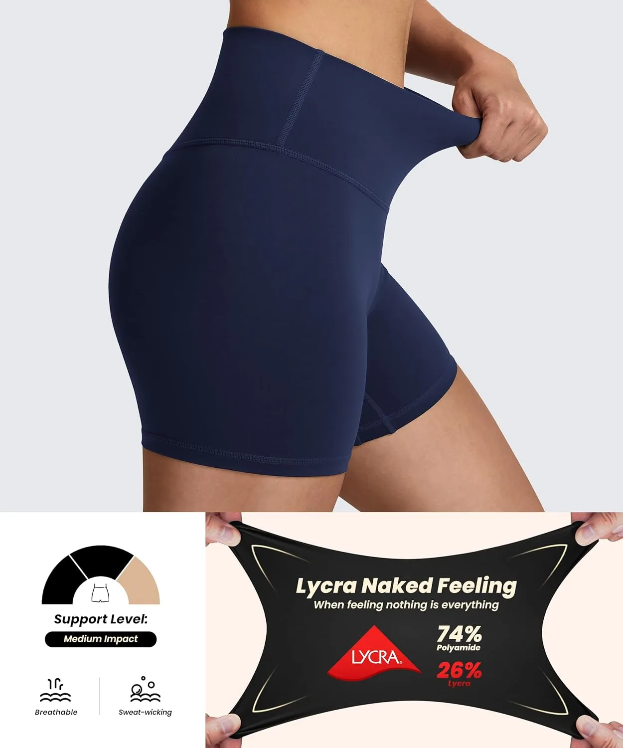 QUEENIEKE Workout Shorts Women, Butt Lifting Athletic Biker Shorts Cross Over High Waist Yoga Shorts