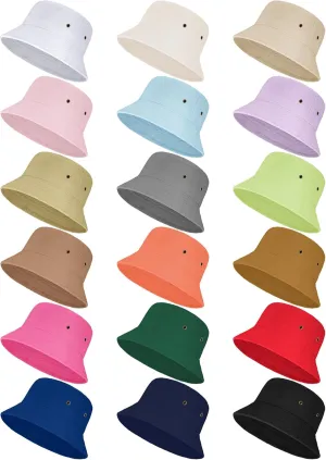 Ramede 18 Pcs Sun Bucket Hat for Men Women Bulk Summer UPF 50  Safari Hat Foldable UV Protection Fishing Beach Cotton Outdoor
