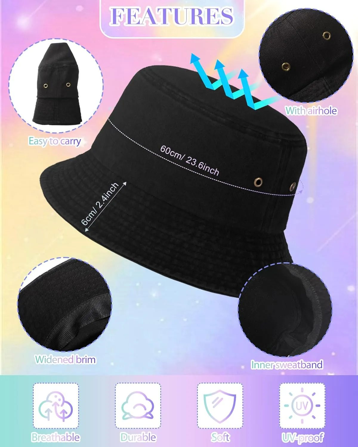Ramede 18 Pcs Sun Bucket Hat for Men Women Bulk Summer UPF 50  Safari Hat Foldable UV Protection Fishing Beach Cotton Outdoor