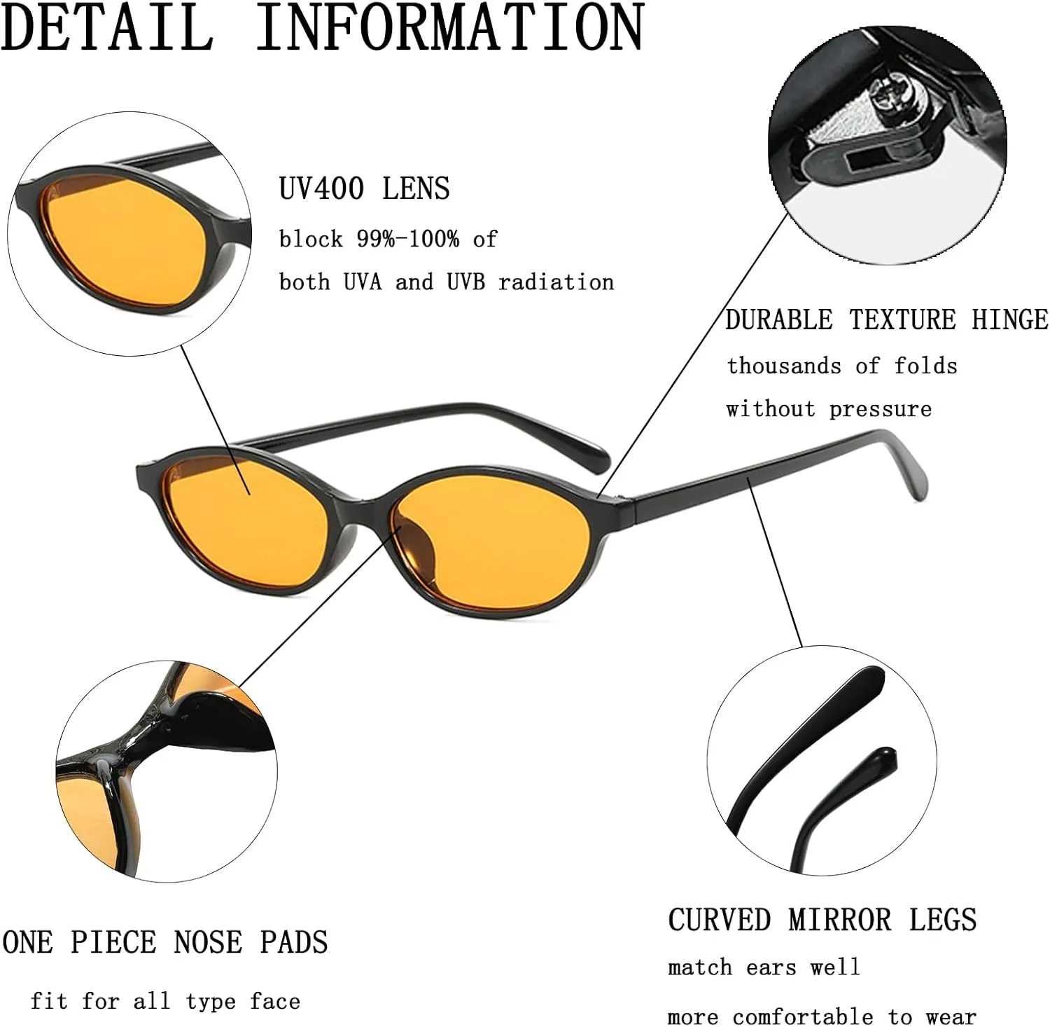 Retro Oval Sunglasses for Women y2k Trendy 90s Lightweight Shades Vintage Narrow Cat Eye Oval Sun Glasses Cool