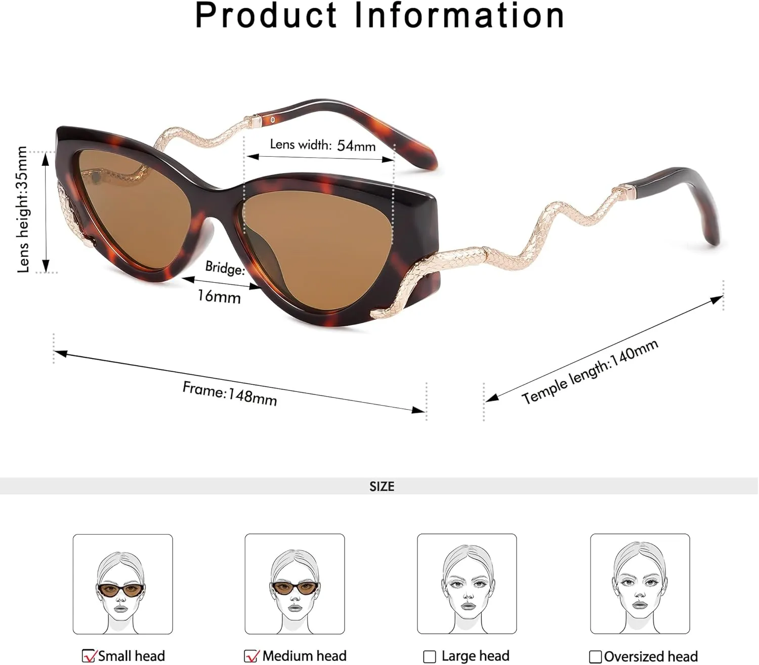 Retro Y2K Snake Sunglasses for Women Chic Cat Eye 90s Sunnies Narrow Trendy Sun Glasses AP3667