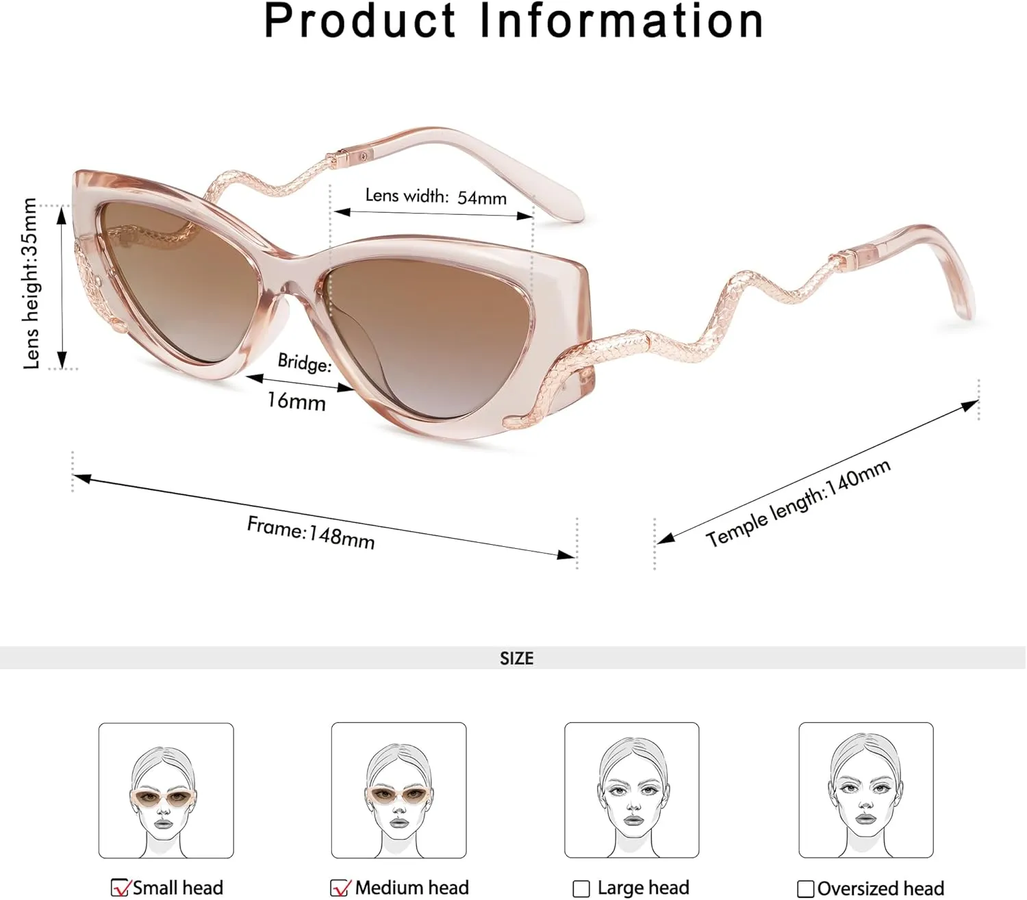 Retro Y2K Snake Sunglasses for Women Chic Cat Eye 90s Sunnies Narrow Trendy Sun Glasses AP3667