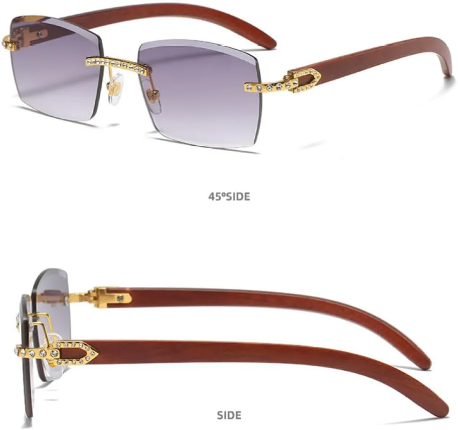 Rhinestone Sunglasses Vintage Women Rimless Square Fashion Sun Glasses Men Trendy Shopping Eyeglassses UV400