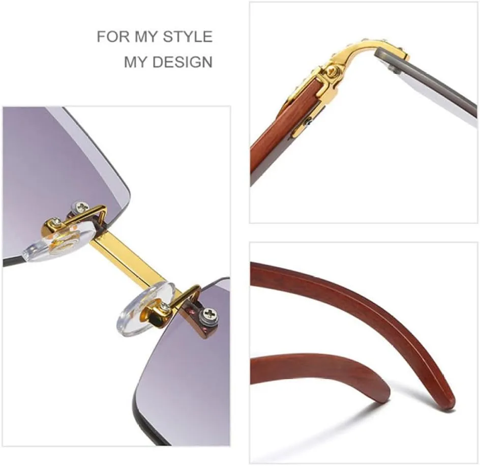 Rhinestone Sunglasses Vintage Women Rimless Square Fashion Sun Glasses Men Trendy Shopping Eyeglassses UV400