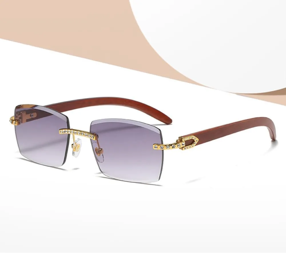 Rhinestone Sunglasses Vintage Women Rimless Square Fashion Sun Glasses Men Trendy Shopping Eyeglassses UV400