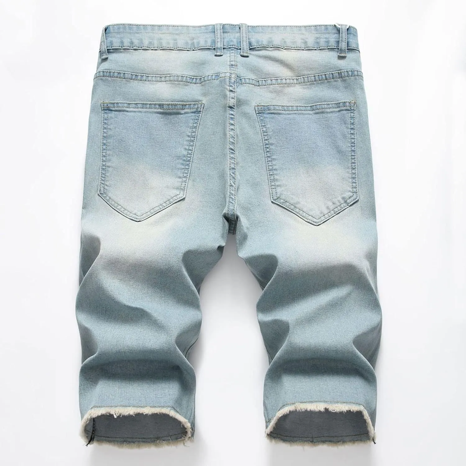 Ripped Jean Shorts for Men 2023 Casual Classic Fit Cut Off Denim Shorts Summer Straight-Fit Waistband Shorts