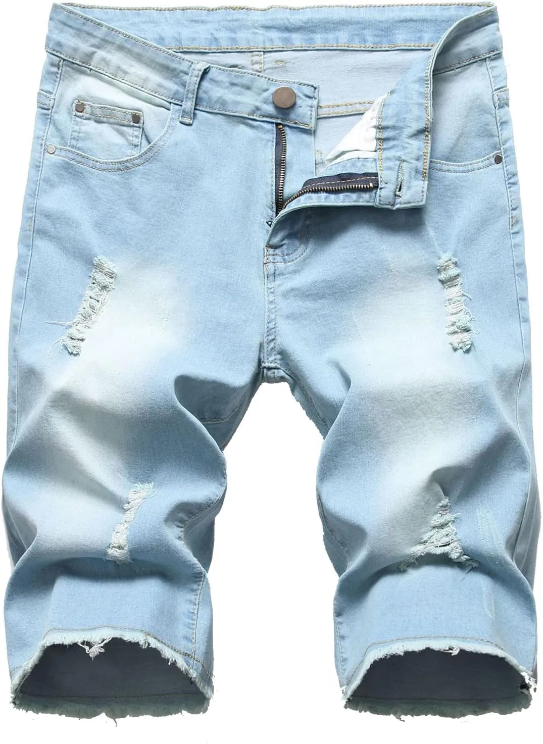 Ripped Jean Shorts for Men 2023 Casual Classic Fit Cut Off Denim Shorts Summer Straight-Fit Waistband Shorts