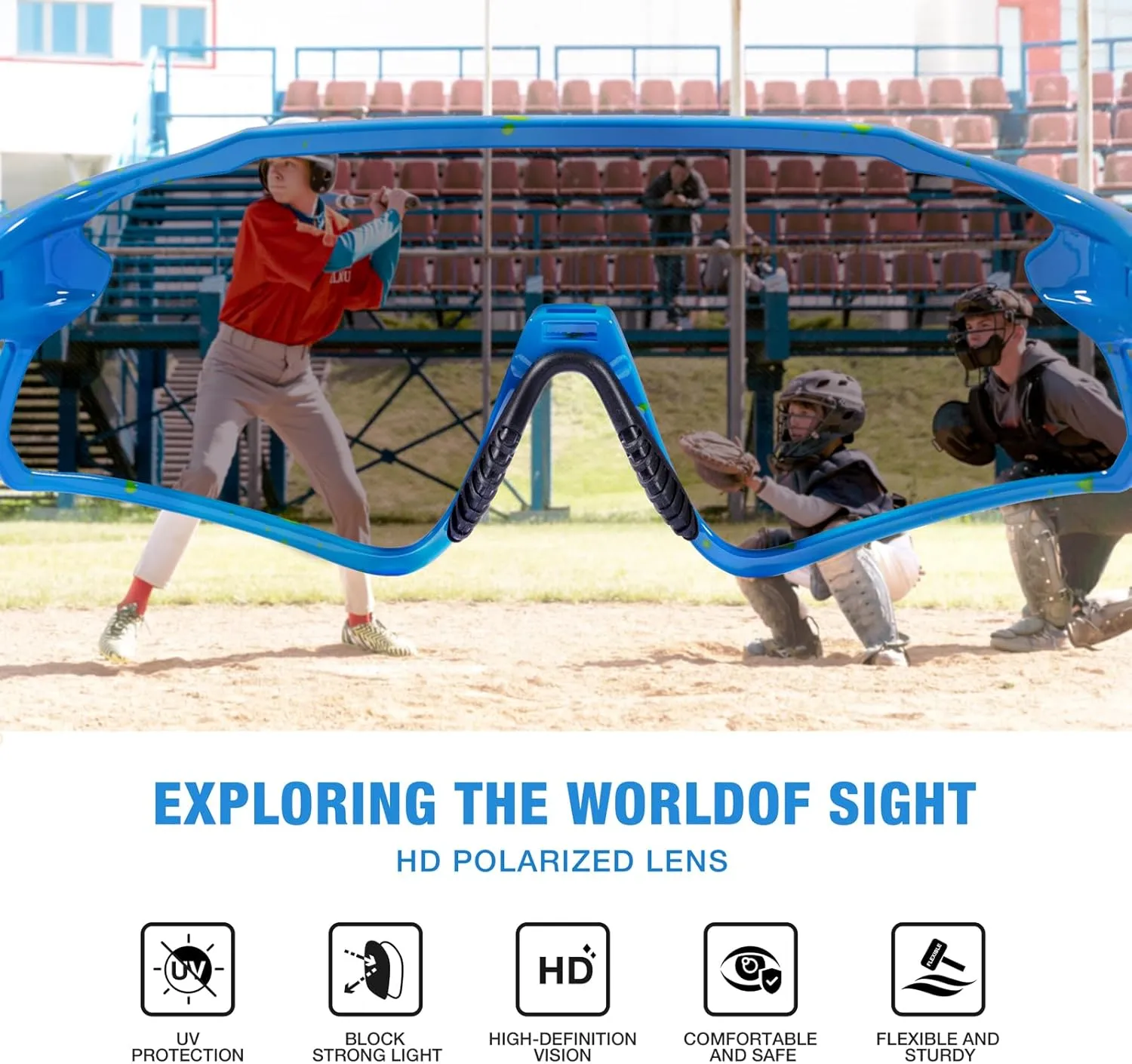 RIVBOS Youth Baseball Sunglasses for Kids(Boys&Girls) Polarized UV Protection Cycling Glasses RYS007