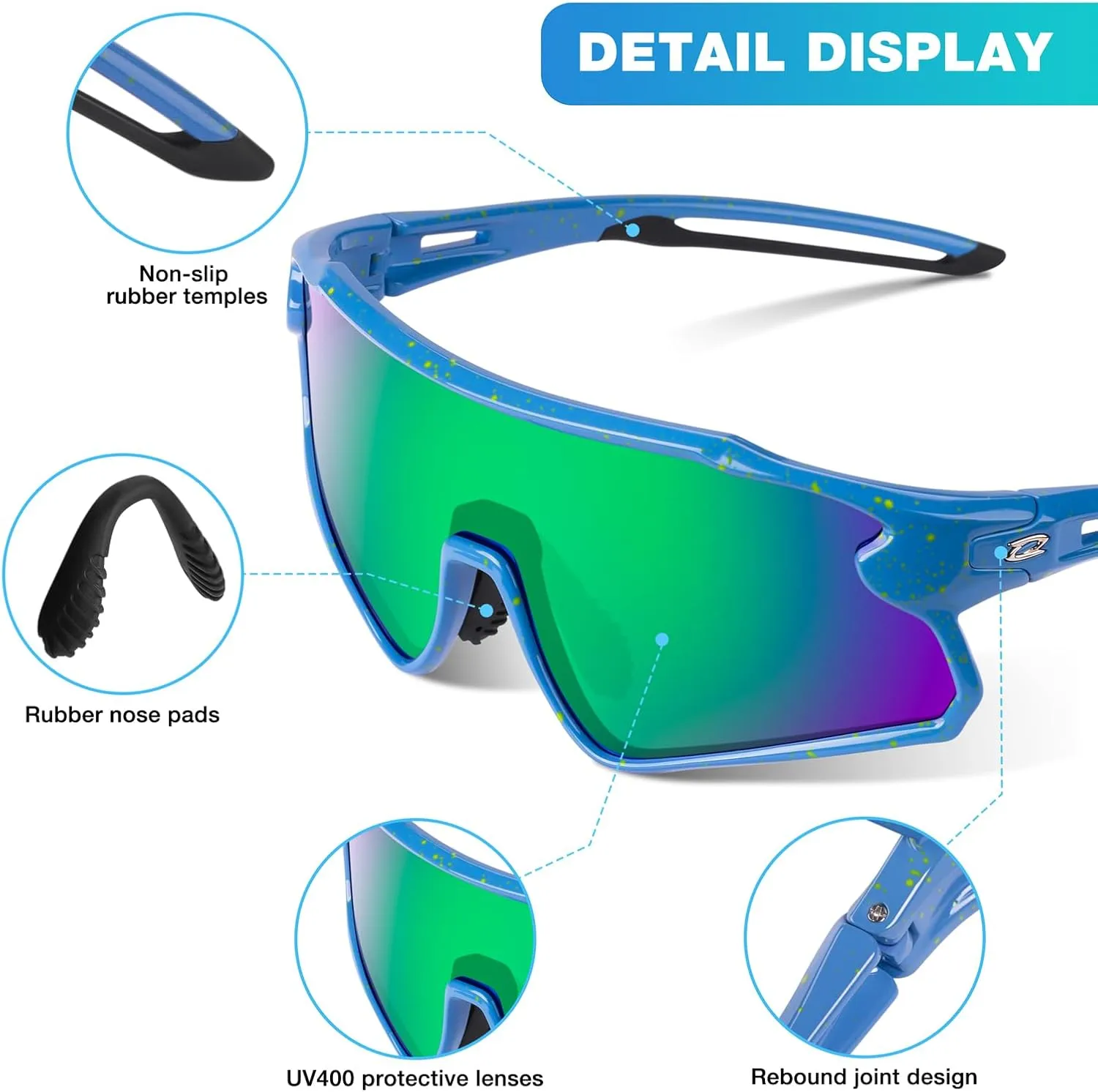 RIVBOS Youth Baseball Sunglasses for Kids(Boys&Girls) Polarized UV Protection Cycling Glasses RYS007