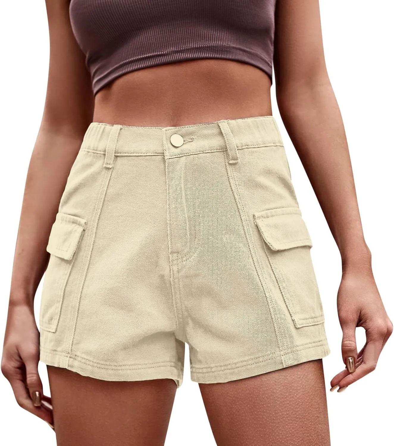 Rvidbe Womens Jean Shorts Juniors Casual Summer Comfy Mid Waisted Stretchy Ripped Denim Shorts with Pockets Women'S Denim Shorts High Waisted Shorts Women