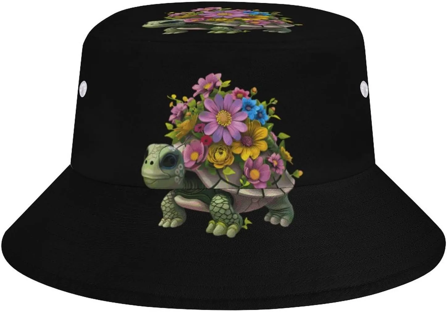 Sea Turtle Floral Bucket Hat Summer Sun Hat Fishing Cap for Men Women for Beach