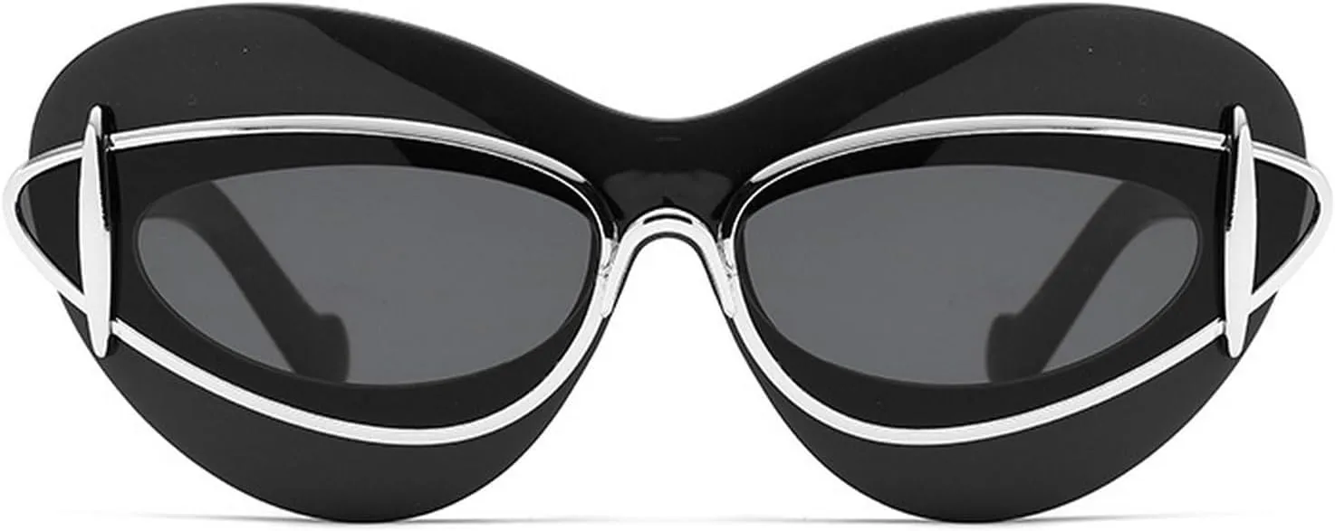 Sexy Y2k Punk Cat Eye Sunglasses Women 2024 Luxury Vintage Sun Glasses For Ladies Retro Double Frame Eyewear Shades UV400