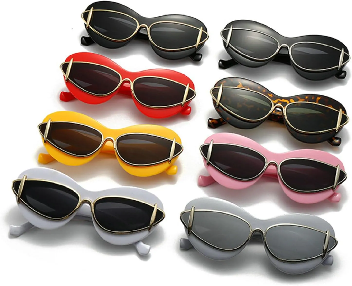 Sexy Y2k Punk Cat Eye Sunglasses Women 2024 Luxury Vintage Sun Glasses For Ladies Retro Double Frame Eyewear Shades UV400