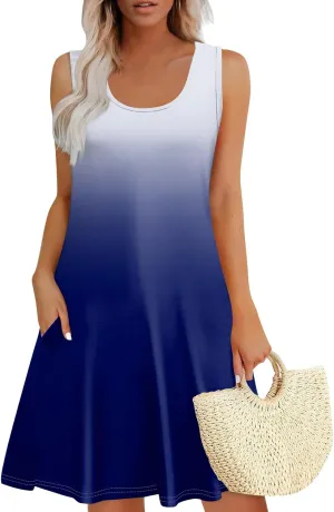 Short Dresses for Women Spring Mini Sun Dress Boho Dress Sleeveless Tank Dress Cover Up Elegant Floral Print Summer