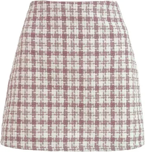 Short Skirts for Women Trendy Plaid Slim Fit Stretchy High Elastic Waist Workout Pencil Skirts for Going Out Clothes
