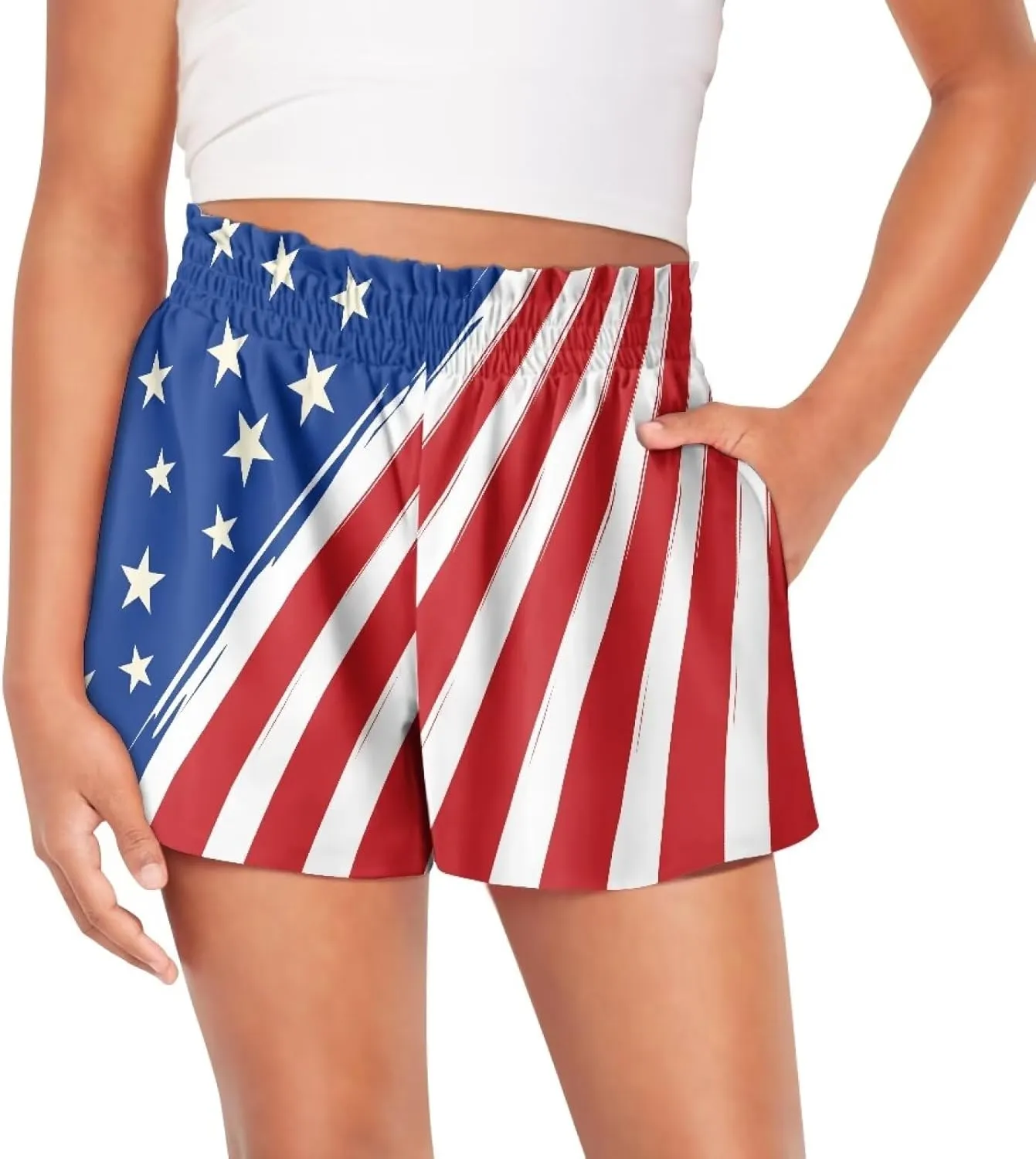 Shorts for Girls 3-16Y Athletic Shorts Summer High Waist Running Shorts Soft Dance Yoga Shorts with Pockets