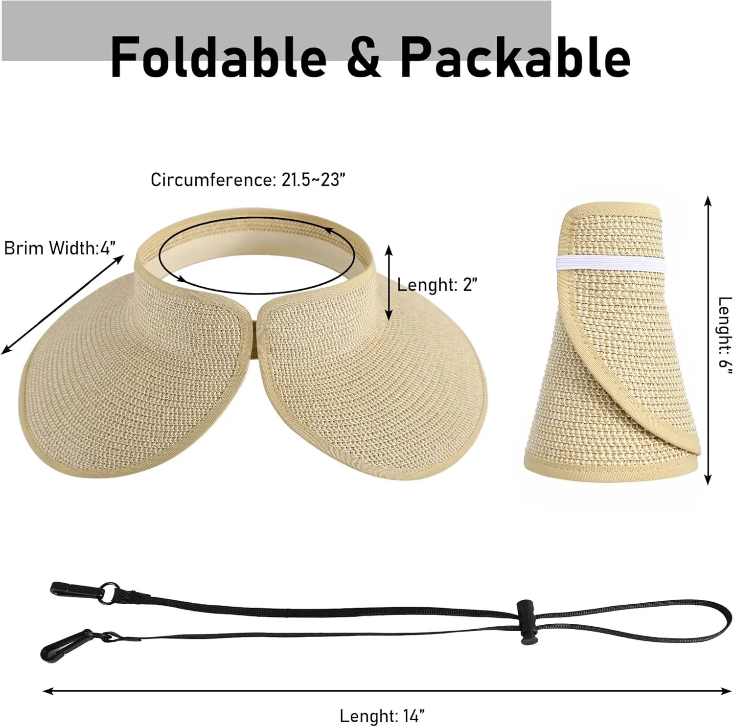 Simplicity Women's Summer Foldable Wide Brim Beach Hats Straw Sun Visor Hats