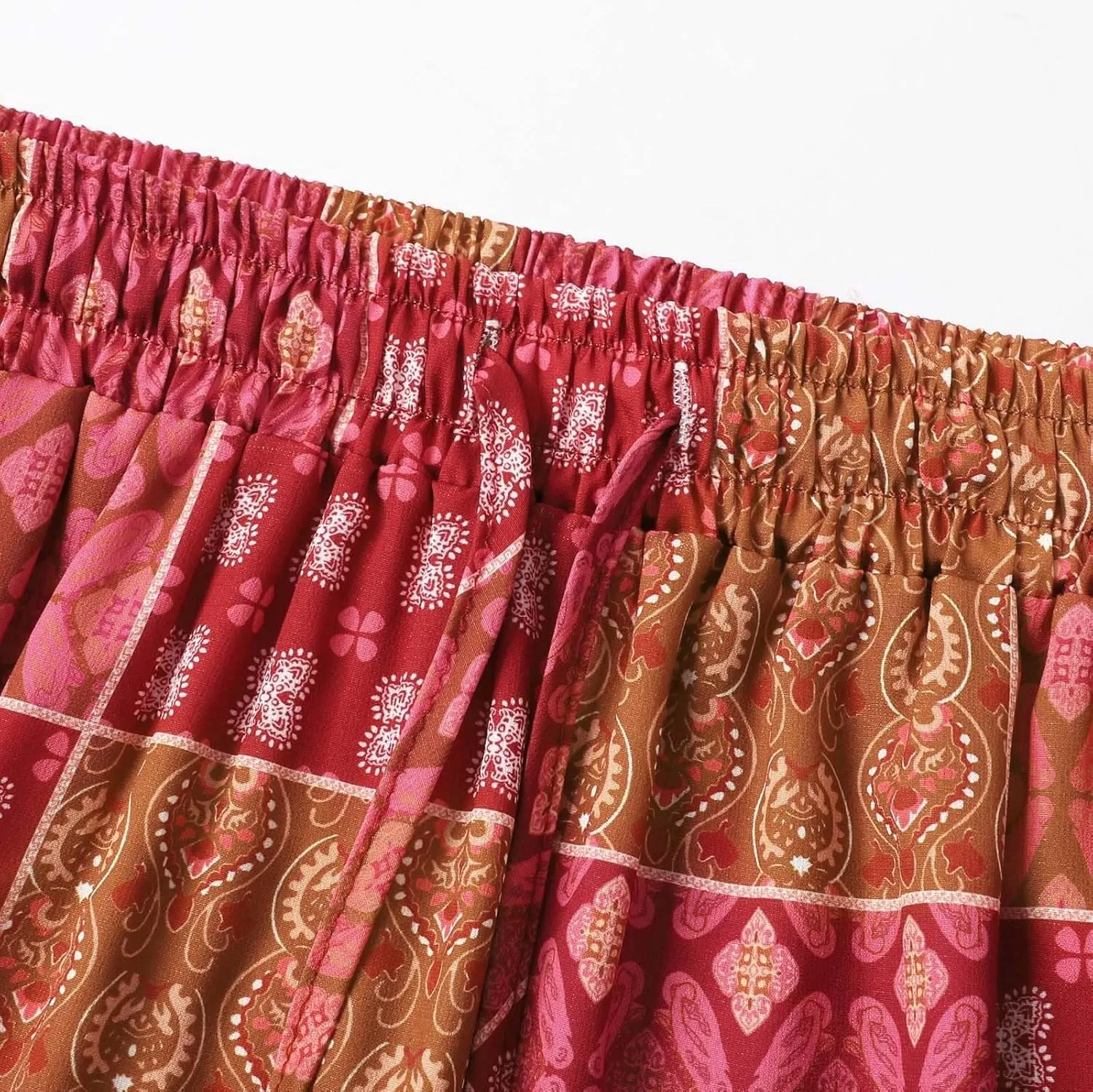 Skirts for Women Trendy Bohemian Summer High Elastic Waist Beach Floral Print A-Line Boha Skirts Vocation Streetwear