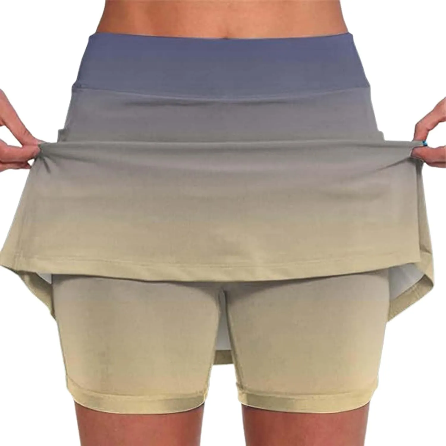 Skirts for Women Trendy High Elastic Waist Gradient Slim Stretchy Sports Athletic Mini Shorts Skirts for Summer 2025