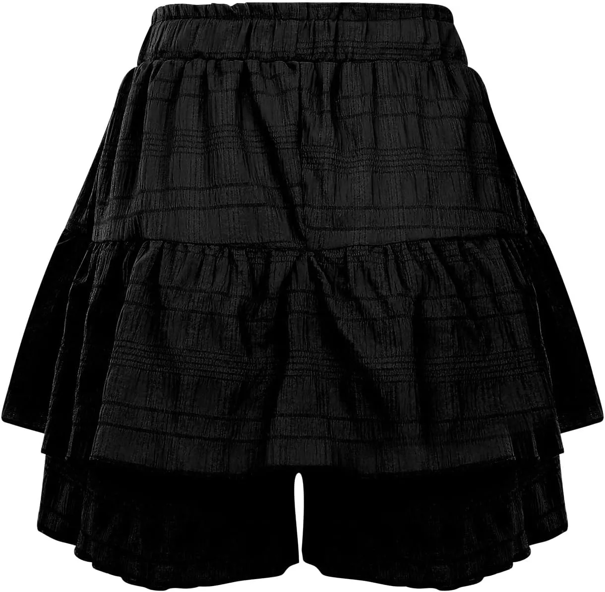 Skirts for Women Trendy Midi Length High Elastic Waist Drawstring Double Ruffle Hem Loose Flowy Casual Short Skirts