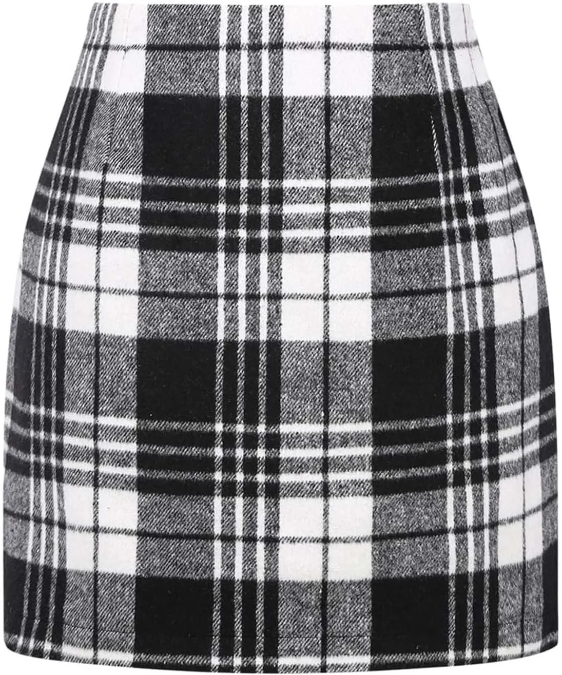 Skirts for Women Trendy Plaid Business Workout High Waist Elastic Stretchy Tummy Control Slim Fit Pencil Short Skirts