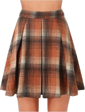 Skirts for Women Trendy Plaid Y2K High Elastic Waist Flowy Ruffles Casual Pleated Short Skirts for Summer Streetwear