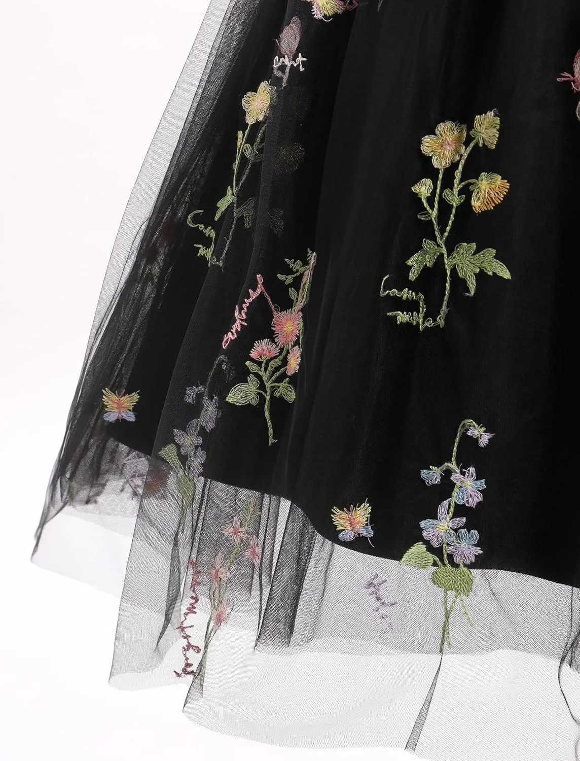 Sleeveless Spaghetti Strap Short Homecoming Dresses for Teens Flower Embroidery Tulle Dress for Women Floral Fairy Dress