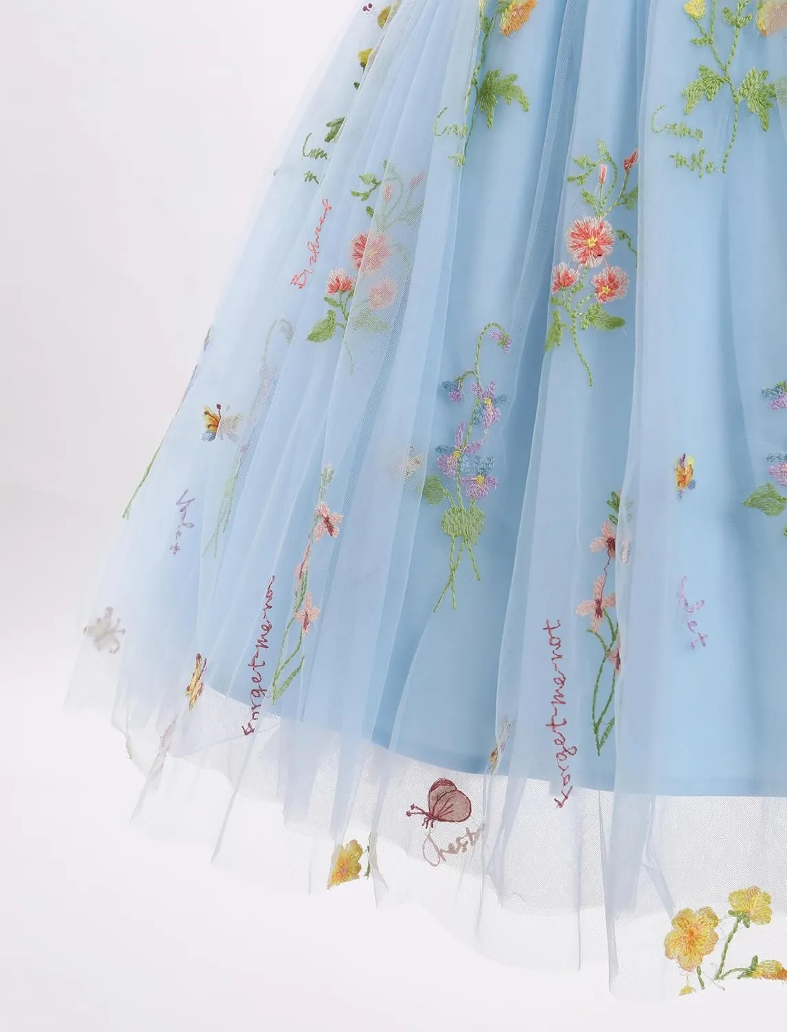 Sleeveless Spaghetti Strap Short Homecoming Dresses for Teens Flower Embroidery Tulle Dress for Women Floral Fairy Dress