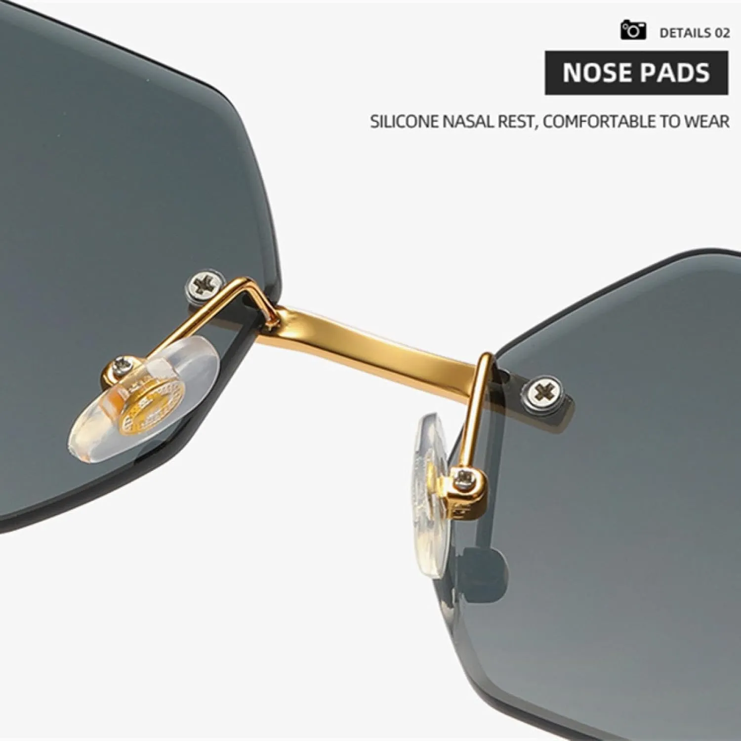 Small Frame Hexagon Rimless Sunglasses for Men Retro Luxury Uv400