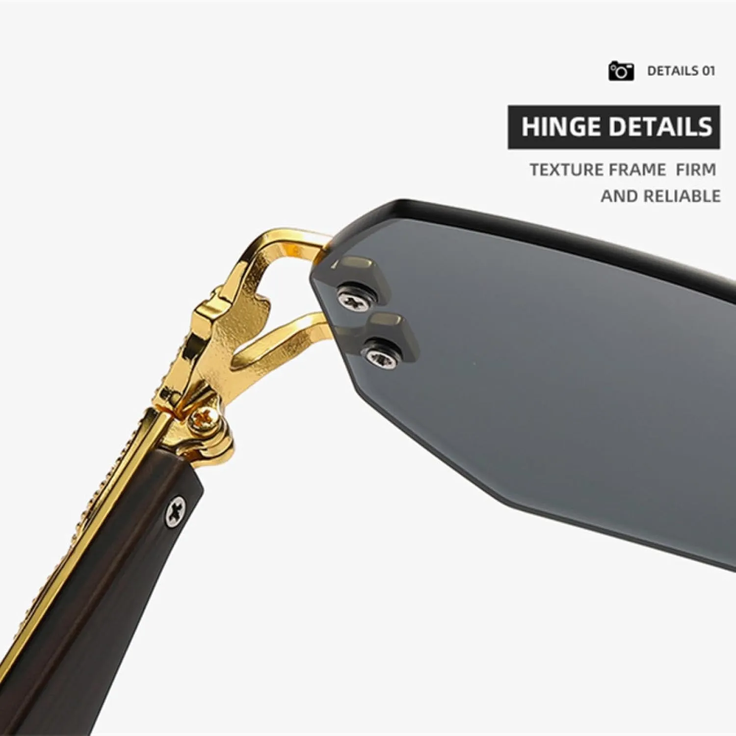Small Frame Hexagon Rimless Sunglasses for Men Retro Luxury Uv400